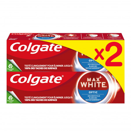 Lot de 3 dentifrices blancheur Colgate Max White Optic