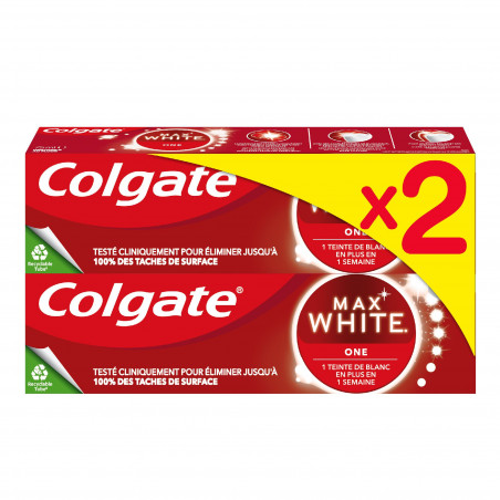 Lot de 3 dentifrices blancheur Colgate Max White One