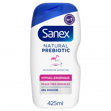 Gel douche Sanex Natural Prebiotic Hypoallergénique - 425 ml