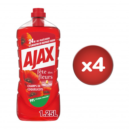 Pack de 2 - Nettoyant Ménager Sol & Multi Surfaces Ajax Fête des fleurs Champs de Coquelicots