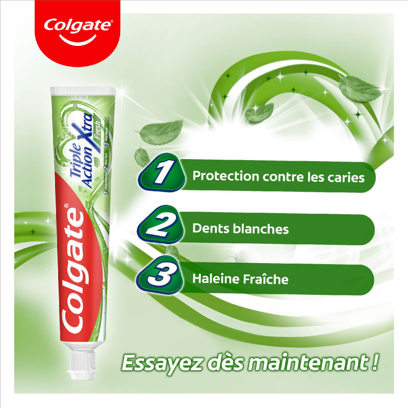 Pack de 12 - Dentifrice Colgate Triple Action Xtra Fresh 75ml