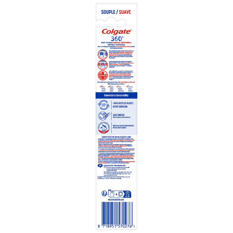 Pack de 12 - Brosse à dents Colgate Deep clean Souple
