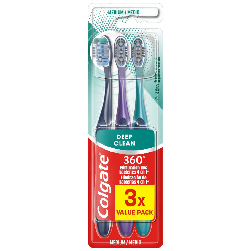 Pack de 12 - Brosses à dents Colgate Deep clean Medium