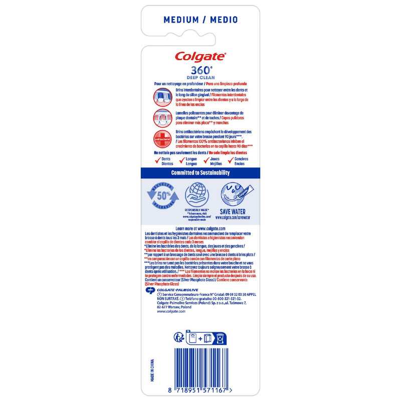 Pack de 12 - Brosses à dents Colgate Deep clean Medium