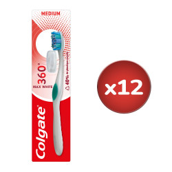 Pack de 12 - Brosse à dents Colgate Max White Medium