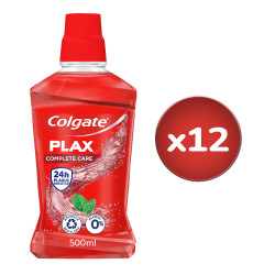 Pack de 12 - Bain de bouche sans alcool Antibactérien Colgate Plax 24h protection complète - 500ml