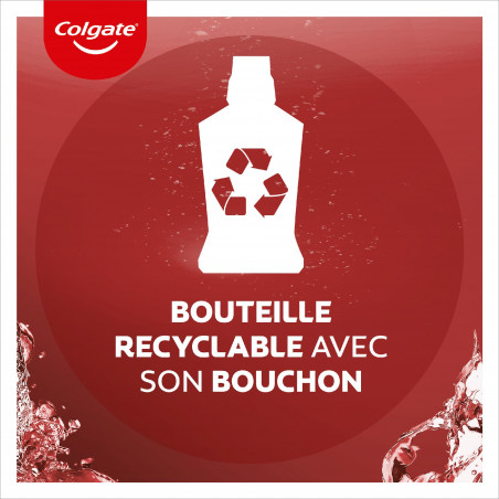 Pack de 12 - Bain de bouche sans alcool Antibactérien Colgate Plax 24h protection complète - 500ml