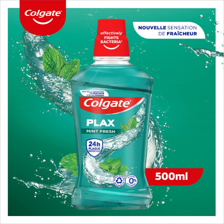Pack de 12 - Bain de bouche sans alcool Colgate Plax 24h fraicheur - 500ml