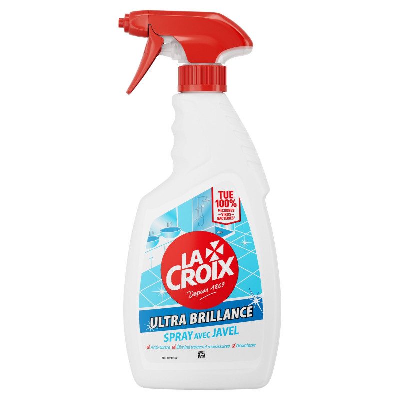 Pack de 12 - Nettoyant Ménager La Croix salle de bain Spray Désinfectant Ultra brillance Javel - 500ml
