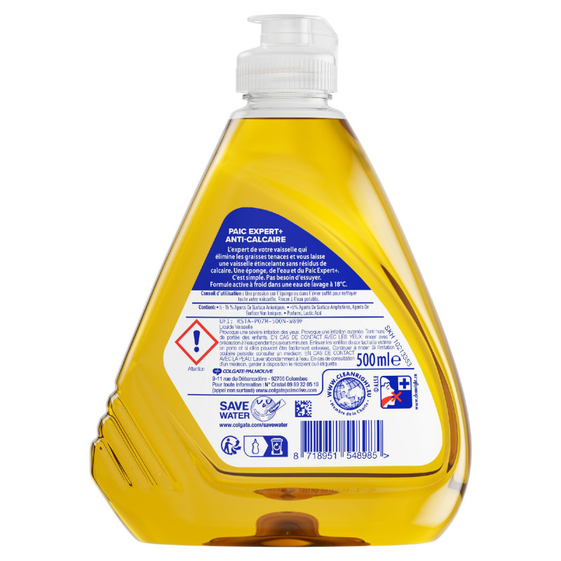 Pack de 12 - Liquide Vaisselle Paic Expert anti calcaire - 500ml