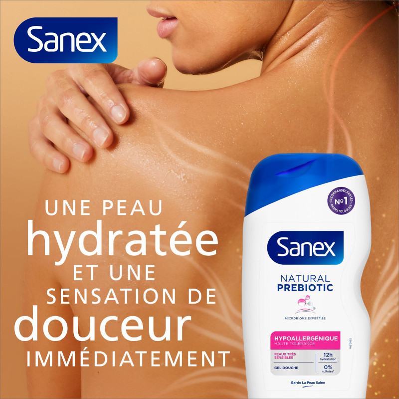 Pack de 6 - Gel douche Sanex Natural Prebiotic Hypoallergénique - 425 ml