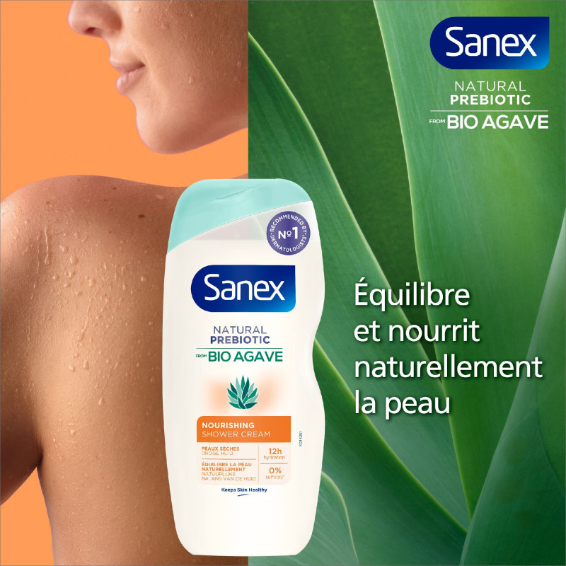 Pack de 6 - Crème de douche Sanex Bio Agave nourrissant 250ml