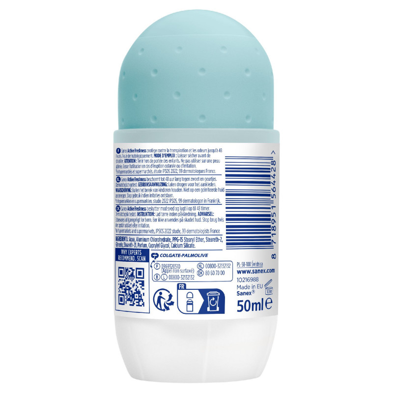 Pack de 6 - Déodorant Sanex active freshness Bille - 50ml
