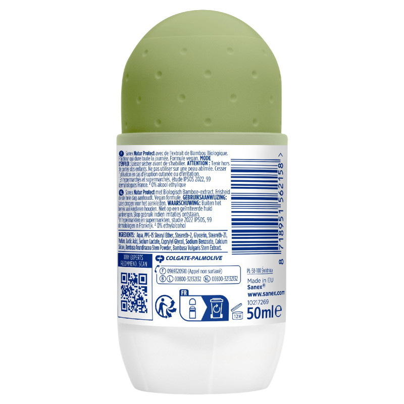 Pack de 6 - Déodorant Sanex Natur Protect bio fresh efficacy Bille - 50ml