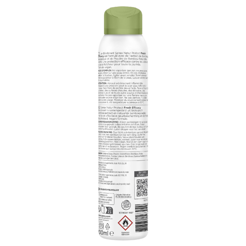 Pack de 6 - Déodorant Sanex Natur Protect Fresh efficacité 48h bio spray 200ml