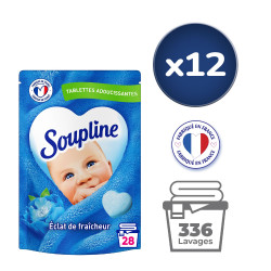 Pack de 12 - Soupline Tablettes Adoucissantes Cœurs Éclat de Fraîcheur - 28 pièces