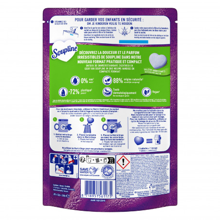 Pack de 12 - Soupline Tablettes Adoucissantes Cœurs Champs de Lavande - 28 pièces