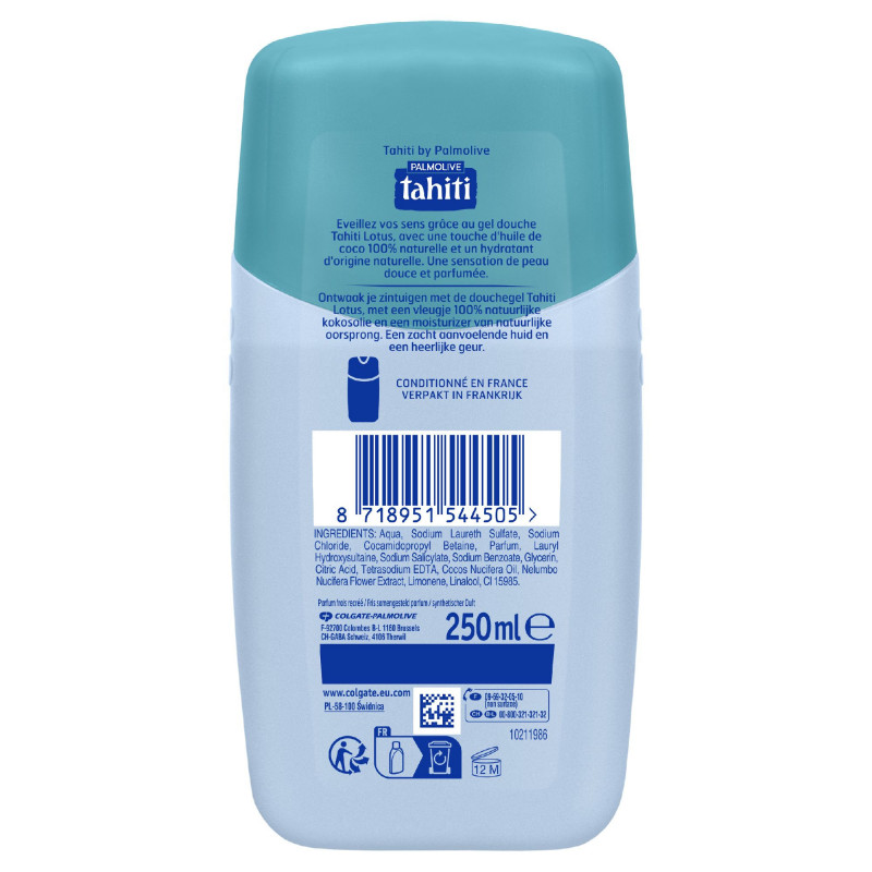 Pack de 12 - Gel douche Tahiti lotus & huile de coco - 250ml