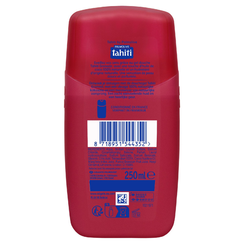 Pack de 12 - Gel douche Tahiti grenade & huile de coco - 250ml