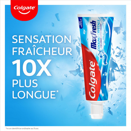 Pack de 2 - Lot de 3 Dentifrices Colgate Max Fresh cristaux blancheur - 75ml