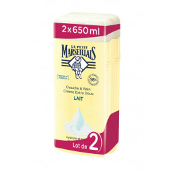 Lot de 2 - LE PETIT MARSEILLAIS - Crème douche et bain lait 650ml