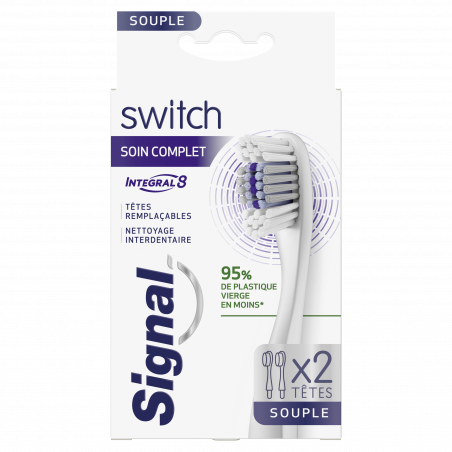 Pack de 3 - SIGNAL Brosse à Dents Switch Têtes Remplaçables Integral 8 Soin Complet x 2 Pack de 3 - SIGNAL Brosse à Dents Switch Têtes Remplaçables Integral 8 Soin Complet x 2