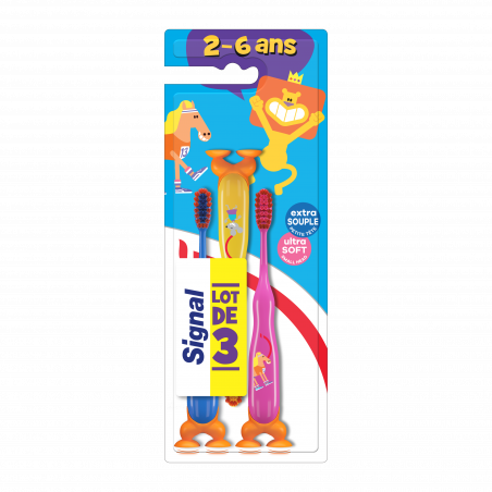 Pack de 3 - SIGNAL Brosse à Dents Enfants 2-6 ans Extra Souple x3