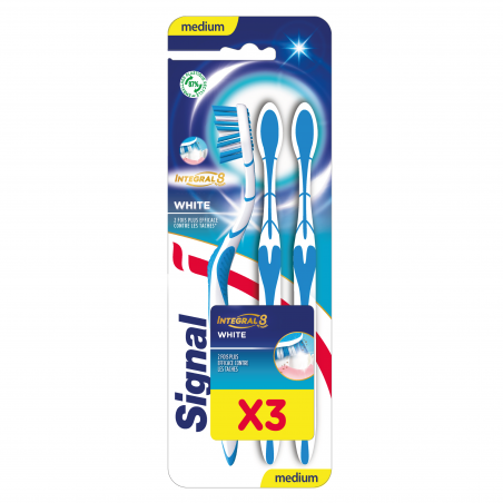 Pack de 3 - SIGNAL Integral 8 Brosse à Dents White Medium x3