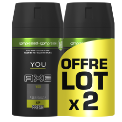 Pack de 2 - Axe Déodorant Anti Bactérien You Spray Compressé Lot de 2x100ml