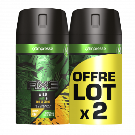 Pack de 2 - Axe Déodorant Homme Bois de Cèdre Lot 2x100ml