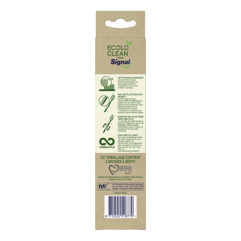 Pack de 3 - Signal Brosse à Dents Écolo Clean Extra Souple x2