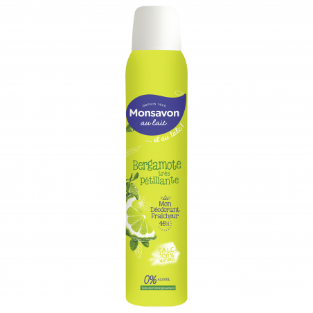 Pack de 3 - MONSAVON Déodorant Femme Spray au Talc Bergamote Très Pétillante 200ml