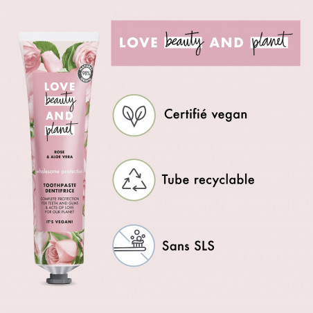 Pack de 3 - LOVE BEAUTY AND PLANET Dentifrice Rose Aloe Vera Protection Complete 75ml