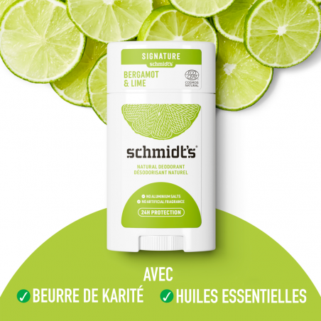 Pack de 3 - Schmidt's Déodorants Sticks Bergamote & Lime Ingrédients Naturels