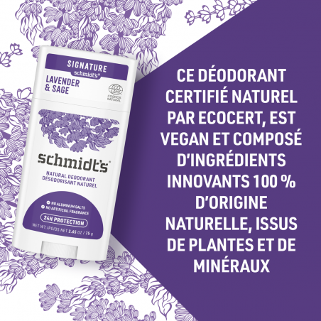 Pack de 3 - SCHMIDT'S Déodorant d'origine naturelle Lavande & Sauge Stick 75g Pack de 3 - SCHMIDT'S Déodorant d'origine naturelle Lavande & Sauge Stick 75g
