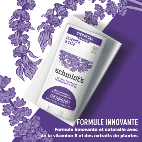 Pack de 3 - SCHMIDT'S Déodorant d'origine naturelle Lavande & Sauge Stick 75g Pack de 3 - SCHMIDT'S Déodorant d'origine naturelle Lavande & Sauge Stick 75g