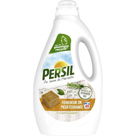 Persil Lessive Liquide Fraîcheur de Méditerranée aux extraits de Romarin Bio 2,6l 49 Lavages