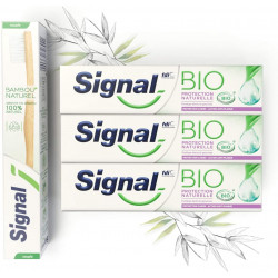 Pack de 3 - Signal - Kit 3 Dentifrices Bio Protection Naturelle et 1 Brosse à...