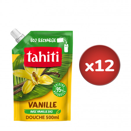 Lot de 12 Eco recharges Gel douche Tahiti Vanille - 500ml