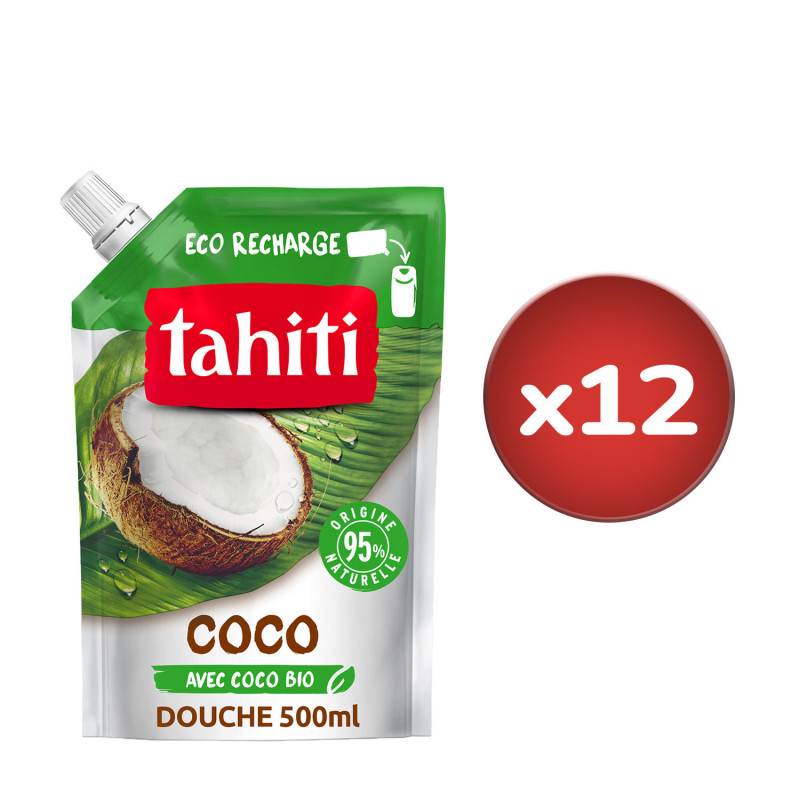 Lot de 12 Eco recharges Gel douche Tahiti Coco - 500ml