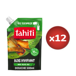 Lot de 12 Eco recharges Gel douche Tahiti Bois des tropiques - 500ml