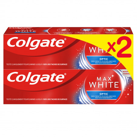 Pack de 24 - Colgate - Dentifrice blancheur Colgate Max White Optic - Lot de 2x75ml
