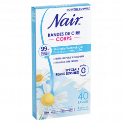 Pack de 3 - Nair - Bandes de cire froide corps Spéciale Peaux Sensibles à...