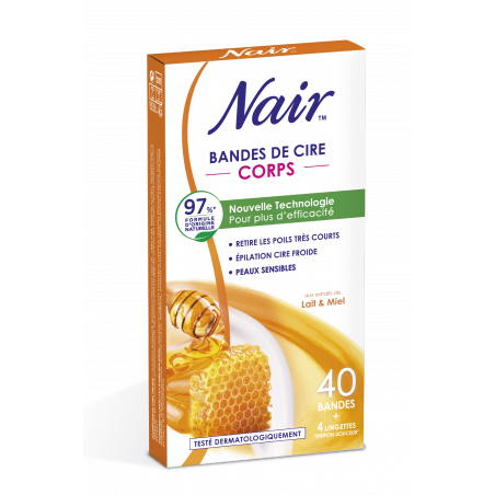 Nair - Bandes de cire froides corps douceur aux extraits de lait & miel