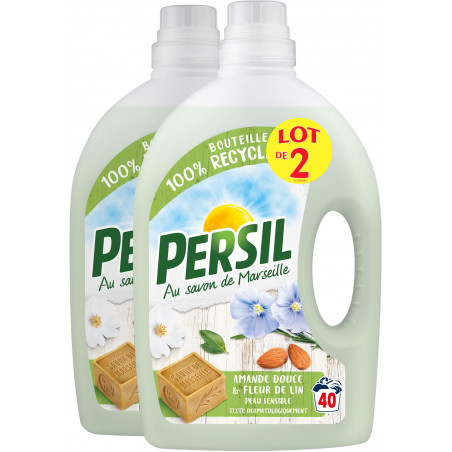 Pack de 2 - Persil Lessive Liquide Amande Douce 2l 40 Lavages Lot de 2