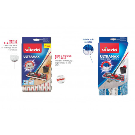 Vileda - Lot : 1 recharge UltraMax recharge Power 2en1 et 1 recharge UltraMax recharge Micro&Coton