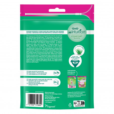 Pack de 2 - Wilkinson Sword myIntuition - Xtreme 3 Comfort Sensitive - Rasoirs Jetables Féminins - pack de 8 Pack de 2 - Wilkinson Sword myIntuition - Xtreme 3 Comfort Sensitive - Rasoirs Jetables Féminins - pack de 8