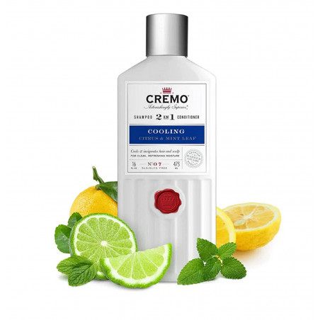 Pack de 2 - CREMO - Cooling Shampooing et Après-Shampooing | Agrumes & Feuilles de Menthe | 473ml