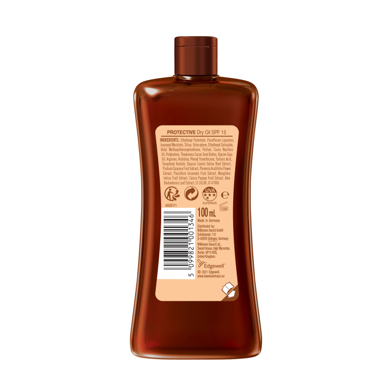 Pack de 2 - Hawaiian Tropic - Huile solaire SPF 15 – Noix de coco & goyave – 100ml