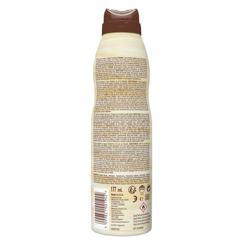 Pack de 2 - Hawaiian Tropic - Brume protectrice hydratante & légère SPF 30 – 177 ml